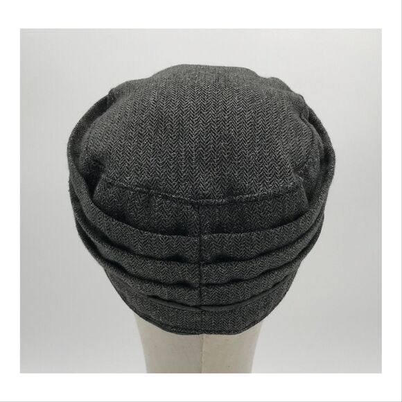 Nine West Womens Newsboy Cabbie Hat Gray Metallic Sparkle Pleats Wool Blend Cap - Picture 5 of 10